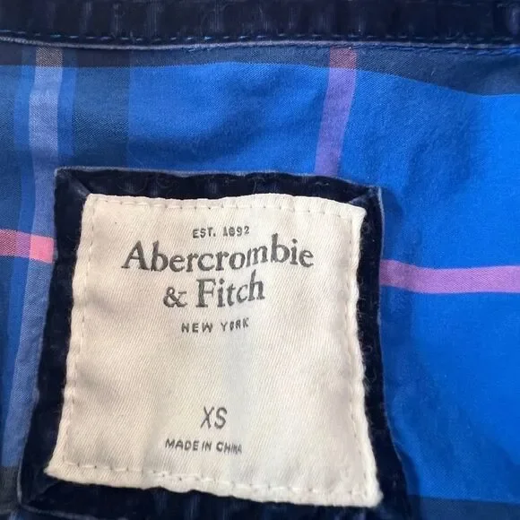 Abercrombie & Fitch womens button front shirt size XS blue pink - Picture 3 of 10
